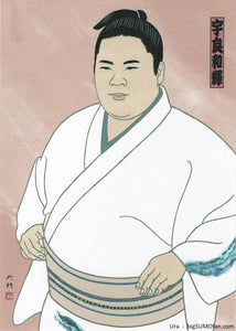 Sumo Wrestler Postcard  -  Ura  - Nishiki-e style