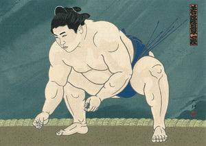 Sumo Wrestler Postcard - Wakatakakage - Nishiki-e